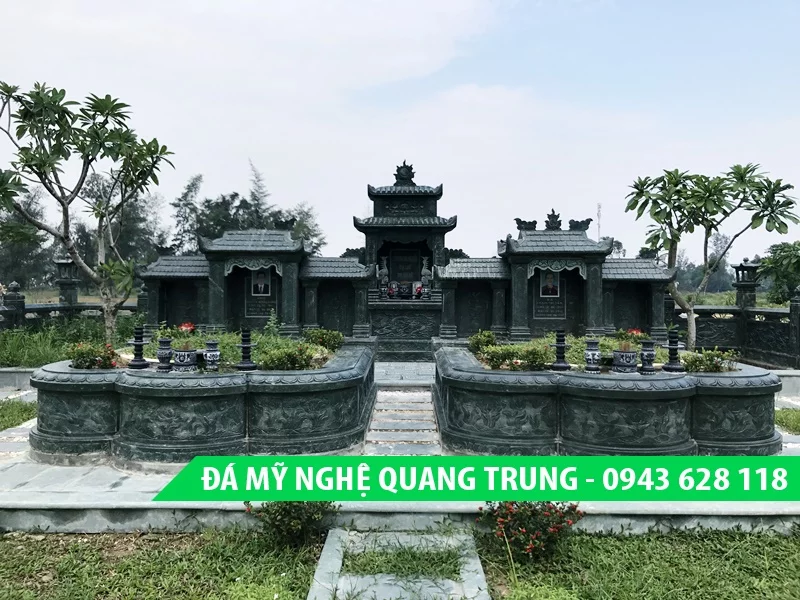 Lăng mộ đá đẹp từ đá xanh rêu nguyên khối