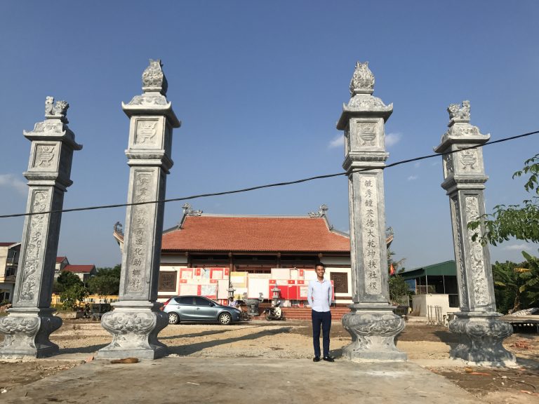 Lắp Đặt Cột Tứ Trụ Đá Đẹp Tại Đình Làng Xã Tiền Phong Huyện Vĩnh Bảo