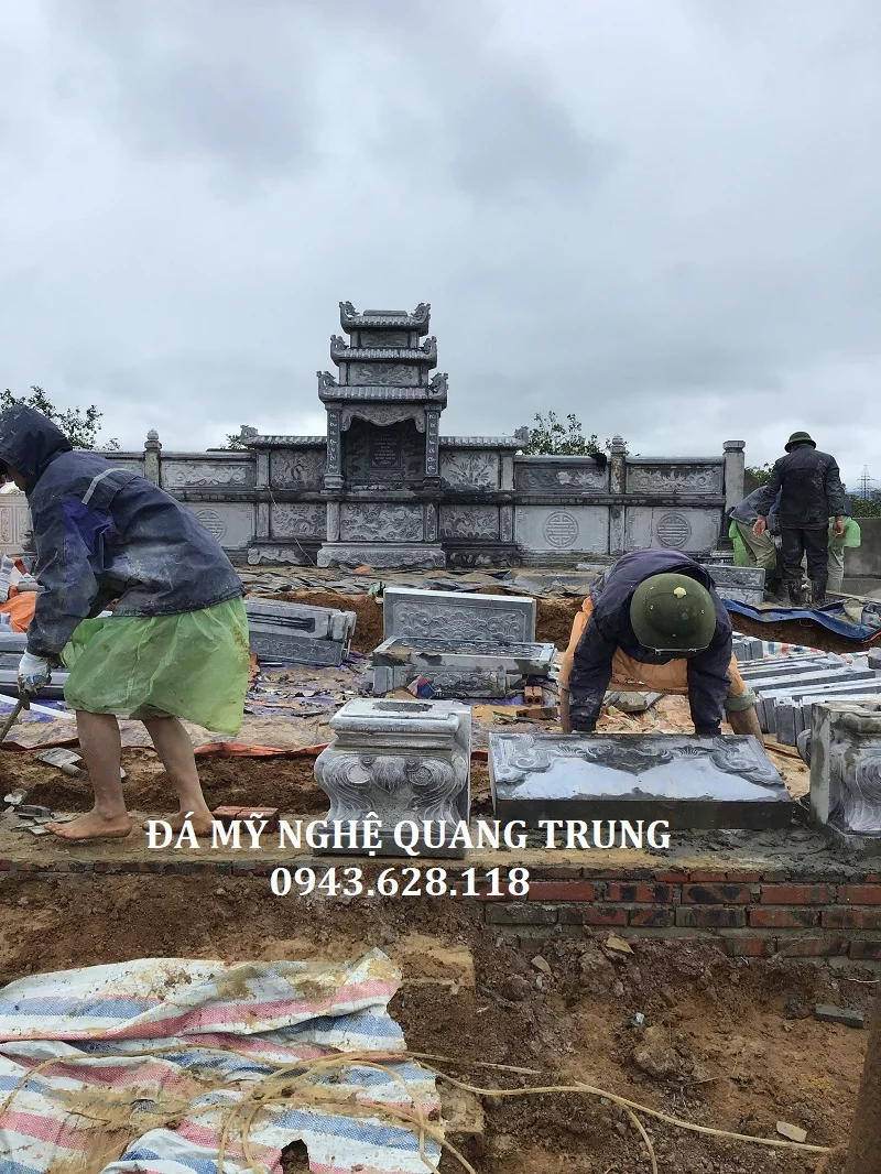 LẮP ĐẶT CỘT CỔNG ĐÁ KHU LĂNG MỘ Lăng mộ đá, Mộ đá Ninh Bình