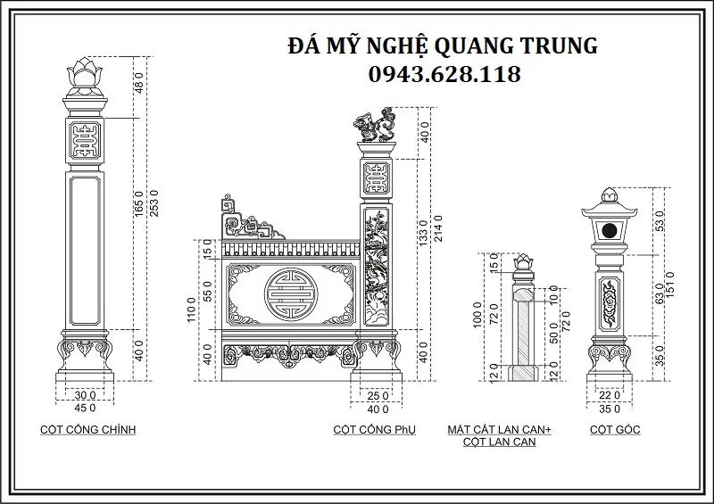 THIẾT KẾ CỘT ĐÁ KHU LĂNG MỘ Lăng mộ đá, Mộ đá Ninh Bình