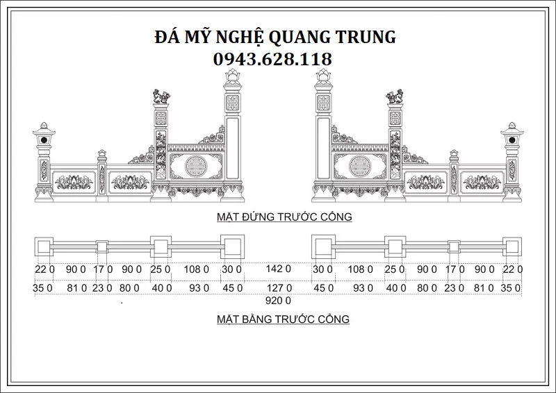 THIẾT KẾ MẶT TRƯỚC KHU LĂNG MỘ ĐÁ Lăng mộ đá, Mộ đá Ninh Bình