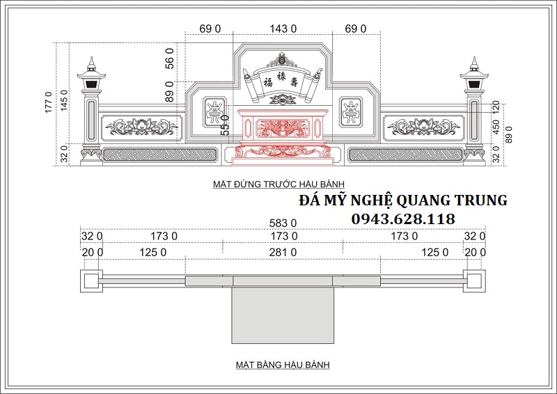 Thiết kế Mặt Bằng Hậu Bành của Khu Lăng mộ đá Xanh Rêu