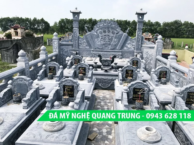 Lăng mộ đá, Mộ đá và các vấn đề tâm linh liên quan khi xây dựng - Nghệ nhân Quang Trung 19 Khu lăng mộ đá đơn giản với nhiều mộ đơn đẹp của Đá mỹ nghệ Quang Trung