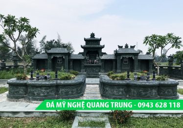 Mộ đá quây hai người đẹp - Mộ đá đôi xanh rêu cao cấp của Đá mỹ nghệ Quang Trung