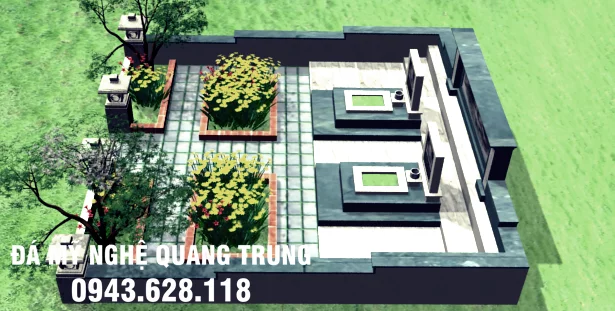 Khu lang mo da dep có thể sử dụng Đá xanh nguyên khối tự nhiên