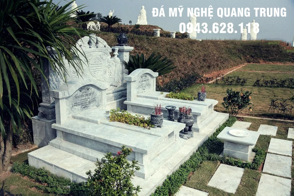 Khu lang mo da dep gồm 2 ngôi mộ đá đơn nhỏ nhắn, đẹp được nhiều gia chủ tham khảo hiện nay