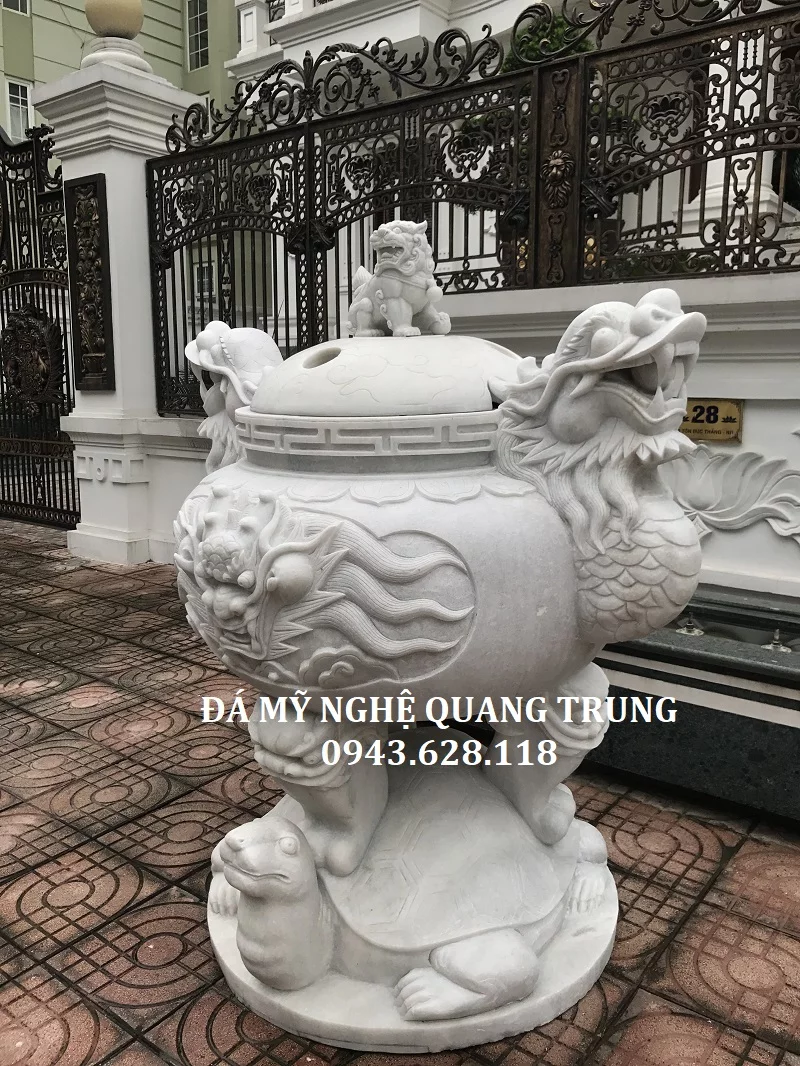 Mẫu Lư Hương Đá Trắng Đẹp - Đá Mỹ Nghệ Quang Trung Ninh Bình