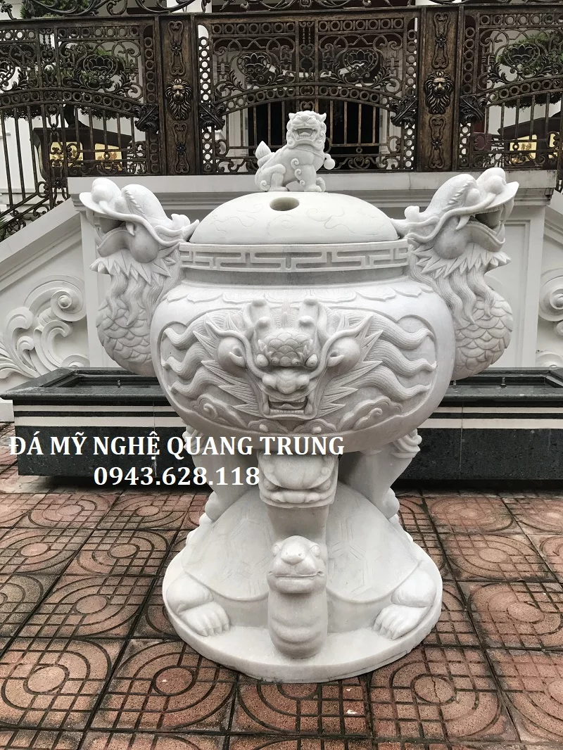 Mẫu Lư Hương Đá Trắng Đẹp - Đá Mỹ Nghệ Quang Trung Ninh Bình