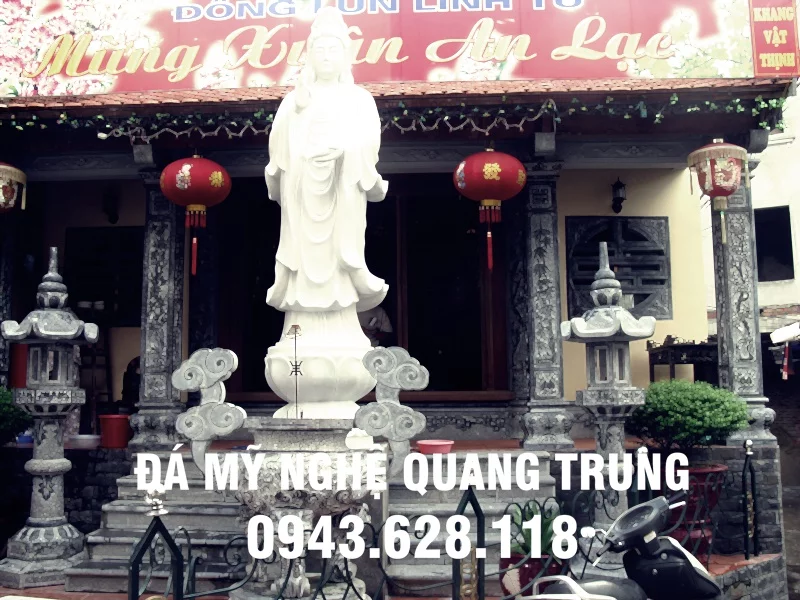 Tượng đá Quan Thế Âm Bổ Tát đá trắng tự nhiên - Đá Mỹ Nghệ Quang Trung Ninh Bình
