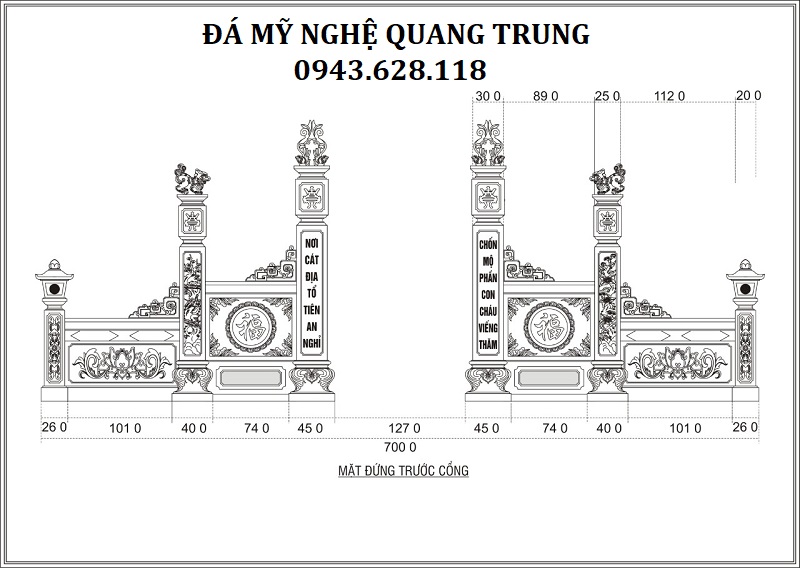 THIẾT KẾ MẶT CỔNG VÀO KHU LĂNG MỘ Lăng mộ đá, Mộ đá Ninh Bình