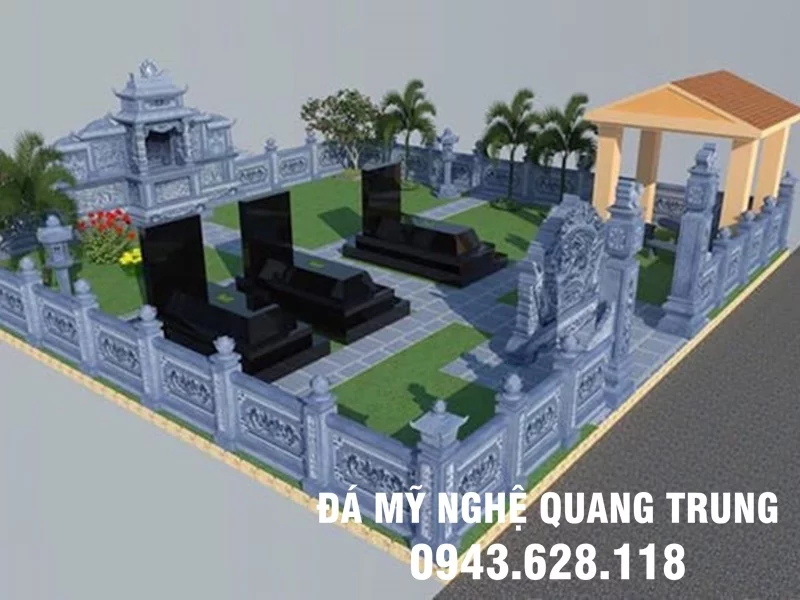 Mau cong da chi co 2 cot tru da cao cua khu lang mo