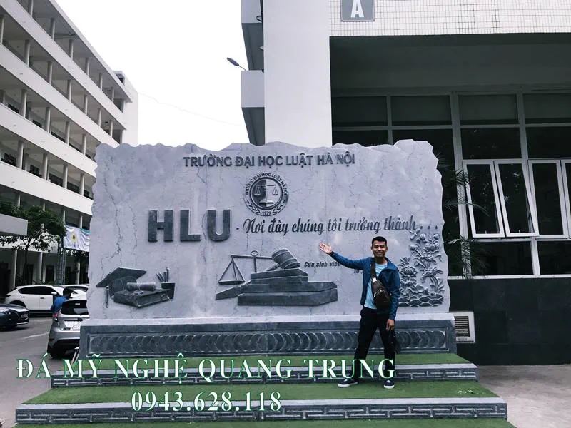 Tư vấn, thi công, lắp đặt Bia đá tự nhiên Trường Đại học Luật Hà Nội 2 Bia da khoi tu nhien DEP