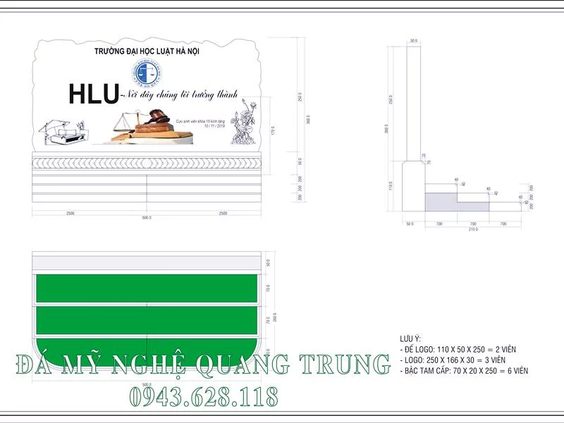 Tư vấn, thi công, lắp đặt Bia đá tự nhiên Trường Đại học Luật Hà Nội 33 Hinh anh chi tiet thiet ke cua Bia da tu nhien Truong DH Luat Ha Noi