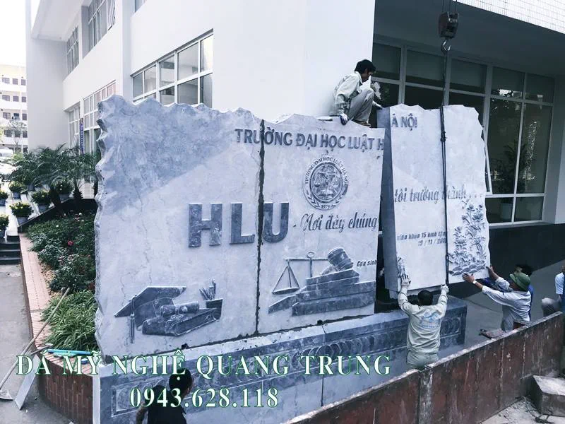 Tư vấn, thi công, lắp đặt Bia đá tự nhiên Trường Đại học Luật Hà Nội 32 Hinh anh ghep cac tam da Khoi cua Bia da