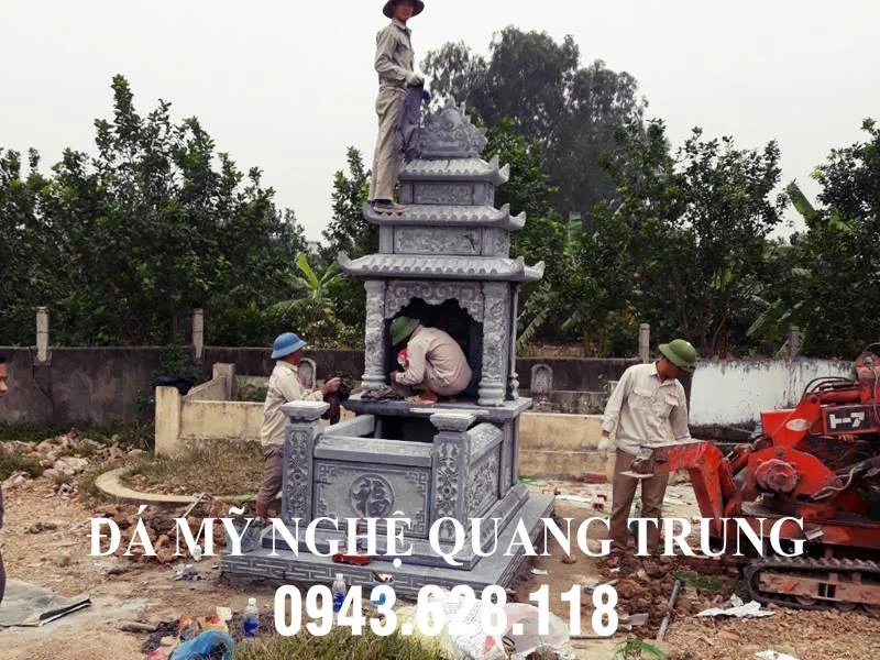 Lăng mộ đá, Mộ đá và các vấn đề tâm linh liên quan khi xây dựng - Nghệ nhân Quang Trung 39 Lap dat Mo da Tam Son ba mai DEP 2020