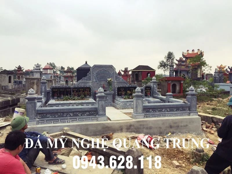 Mẫu Lăng mộ đá ĐẸP, Hiện đại - Tuy diện tích nhỏ nhưng có tới 9 ngôi mộ.