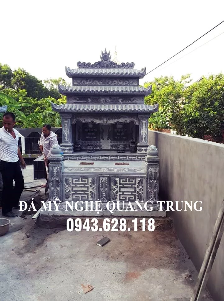 Làm mộ đá đôi đẹp cho gia đình Bác Trung ở Bắc Ninh 9 Mo da doi ba mai dep - Bac Trung Bac Ninh