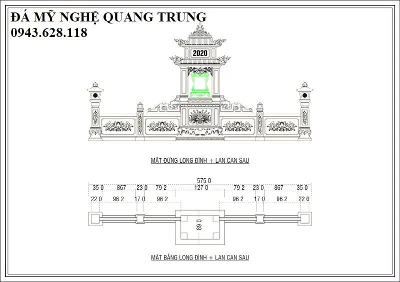 Chi tiet Ban ve thiet ke Lang tho da xanh reu