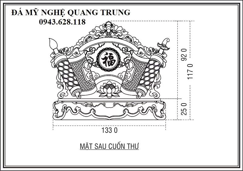 Thiết kế của Cuốn thư đẹp đá xanh tự nhiên, nguyên khối.