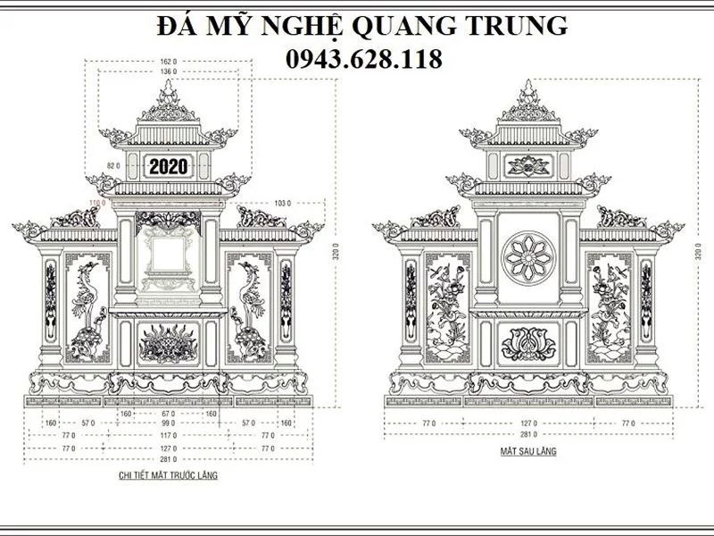 Chi tiet Ban ve thiet ke Lang Tho Da cua Khu lang mo dep