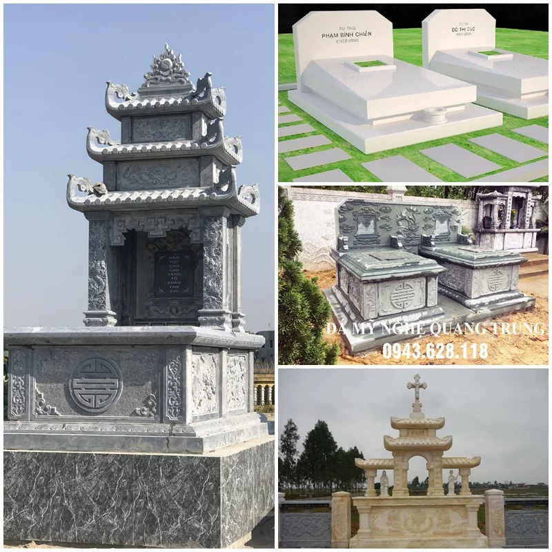 Mộ đá đẹp và Kích thước Xây mộ đá đẹp theo phong thủy mộ phần.