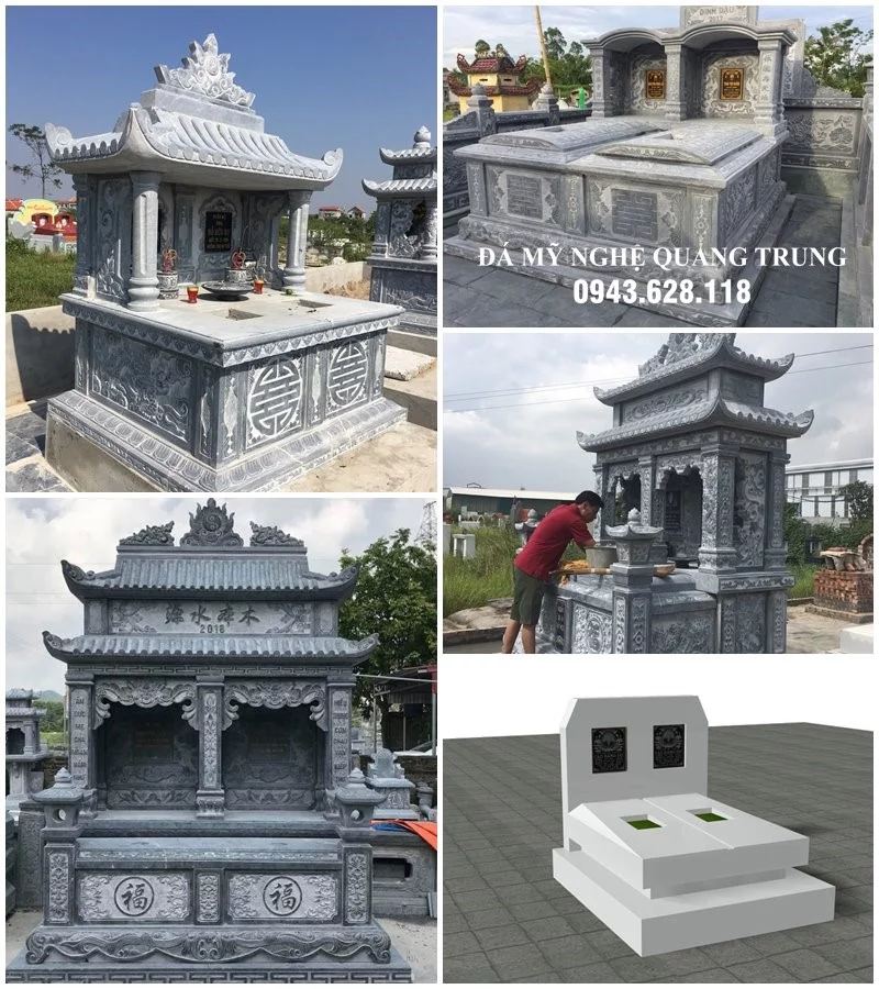 Tổng hợp các Mẫu Mộ đá đôi đẹp cho Ông Bà, Cha Mẹ của gia chủ và Quý khách hàng năm 2020 của Đá mỹ nghệ Quang Trung.