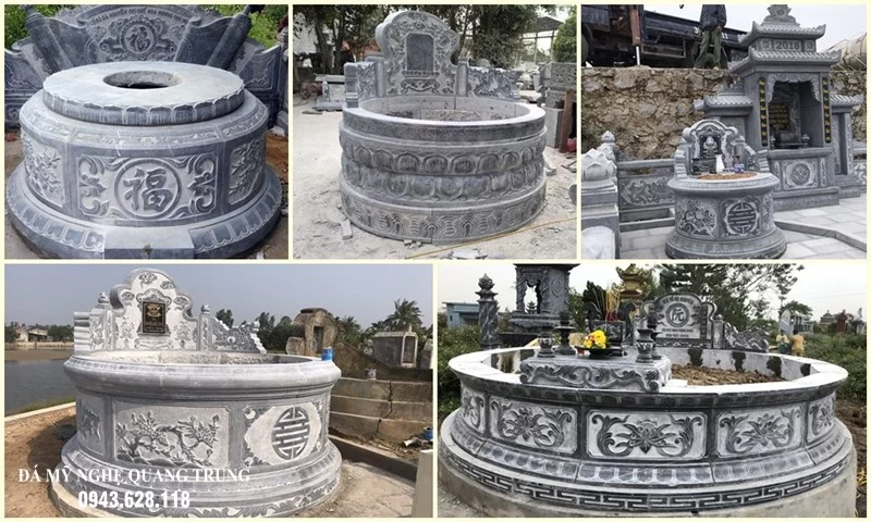 Tổng hợp các Mẫu Mộ đá tròn điển hình của Đá mỹ nghệ Quang Trung