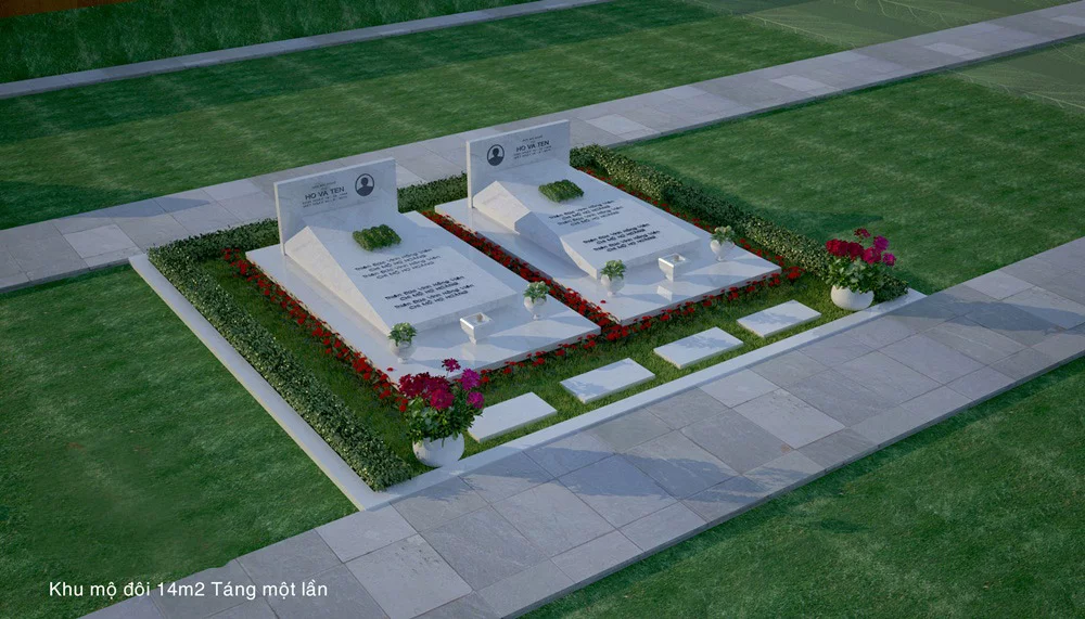 Thiết kế Khu Lăng mộ đá đôi Hoa Cương đẹp - An táng 1 lần