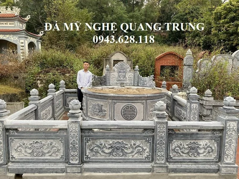Xây dựng lăng mộ đá tròn - Mẫu Lăng mộ đá đẹp Quang Trung tại Làng nghề Đá mỹ nghệ Ninh Vân, Hoa Lư, Ninh Bình