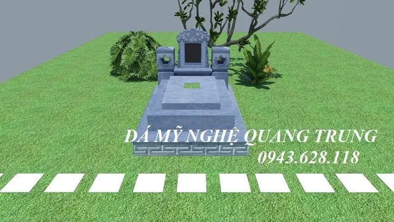 Xây Mộ đá xanh Tam Sơn đẹp cho Gia đình tại Thường Tín, Hà Nội 2 Mau thiet ke Mo da Tam Son khong mai dep Quang Trung