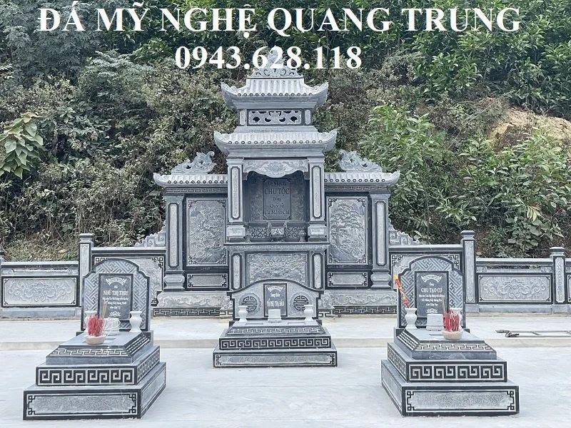 Mẫu Mộ đá đôi và mộ đá đơn không mái tại Lăng Mộ gia tộc.