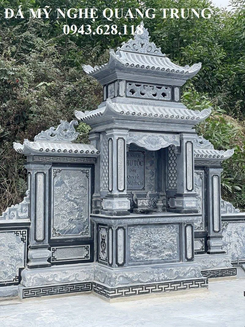 Mẫu Lăng thờ đá cánh 2 mái đẹp, điển hình hiện nay.