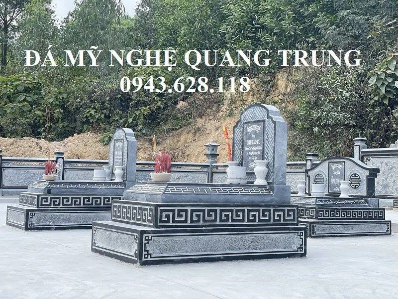 Mẫu Mộ đá đơn Tam Sơn đá xanh tự nhiên chất lượng cao.