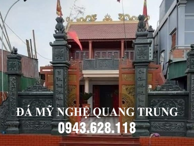 Mẫu Cổng đá xanh rêu tự nhiên Nhà thờ tổ/Nhà thờ họ đẹp