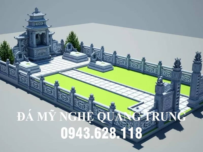 Quy hoạch thiết kế Lăng mộ đá 3 mộ phần đẹp - Đá Mỹ Nghệ Quang Trung Ninh Bình