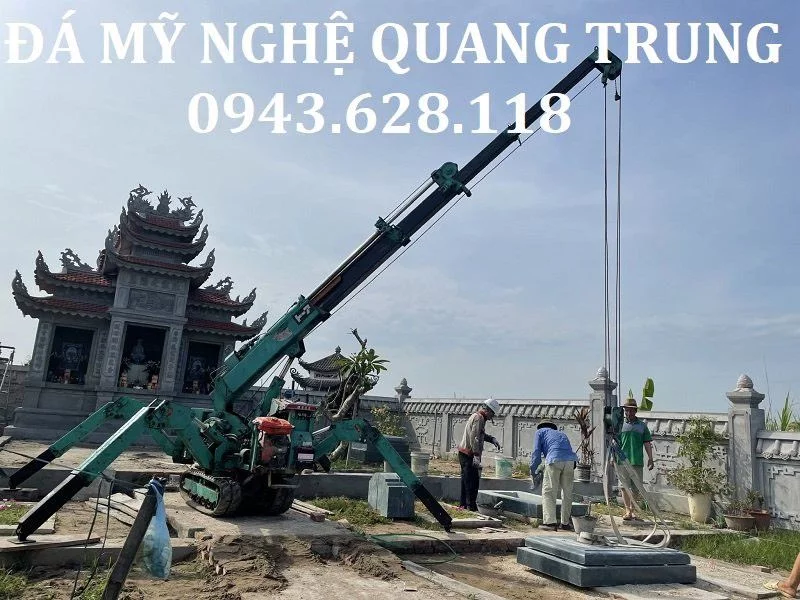 Mộ đá xanh rêu cao cấp tại Nhà máy Lăng mộ đá 192 chuẩn bị lắp đặt tại Hà Nội 2 Lap dat Mo da dep tai Ha Noi