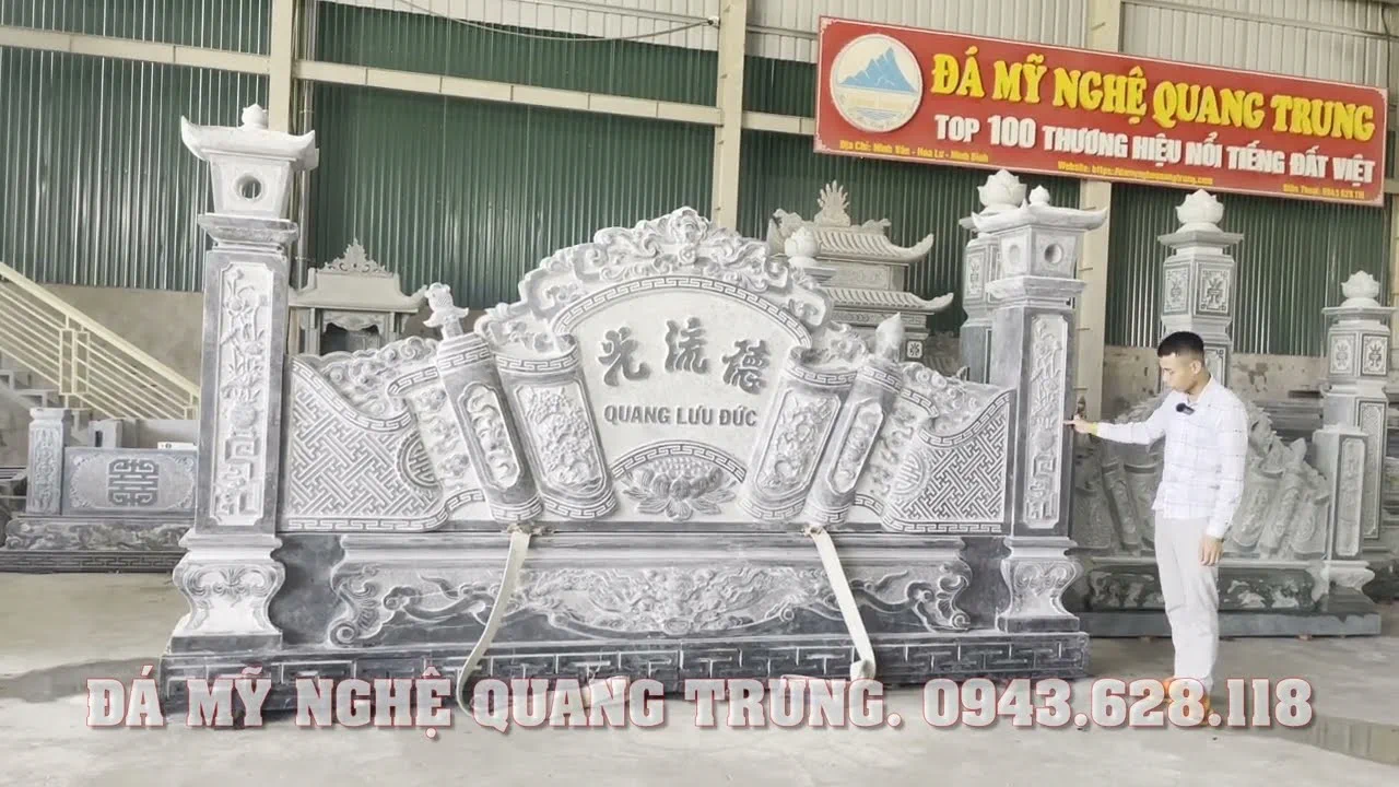 BÌNH PHONG ĐÁ - CUỐN THƯ ĐÁ NHÀ THỜ LẮP ĐẶT TẠI NHÀ MÁY 192 TRƯỚC KHI ĐI LẮP ĐẶT TẠI HÀ NỘI - Đá Mỹ Nghệ Quang Trung Ninh Bình