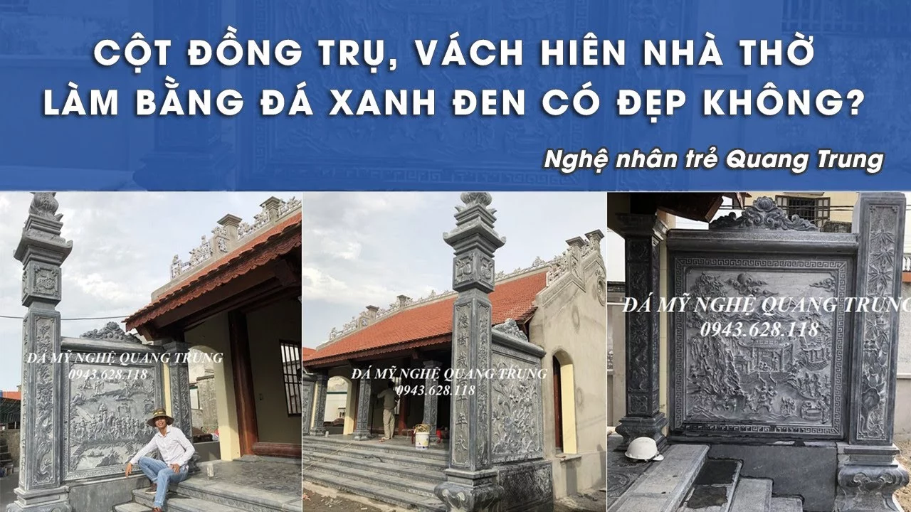 CỘT ĐỒNG TRỤ ĐÁ NHÀ THỜ LẮP DỰNG KIỂM TRA TRƯỚC KHI LẮP ĐẶT TẠI HÀ NỘI - Đá Mỹ Nghệ Quang Trung Ninh Bình