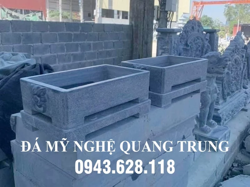 Sản xuất Chậu đá cây cảnh đẹp nguyên khối - Đá Mỹ Nghệ Quang Trung Ninh Bình