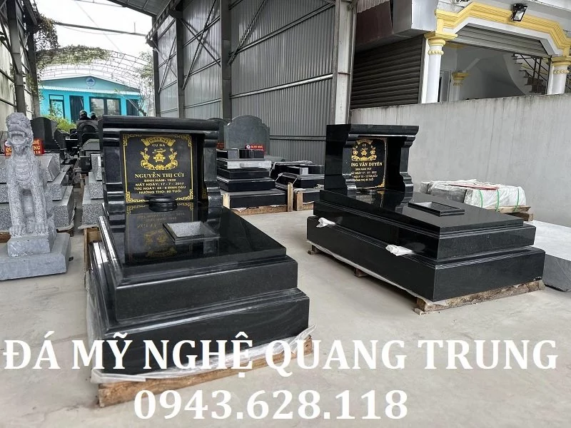 Mộ hoa cương năm 2023 (Mộ đá granite Đen Nhập khẩu Ấn Độ).