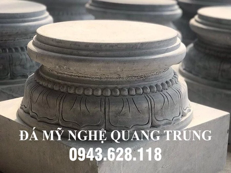Tảng bồng đá đẹp cho Cột gỗ Đình làng - Đá Mỹ Nghệ Quang Trung Ninh Bình