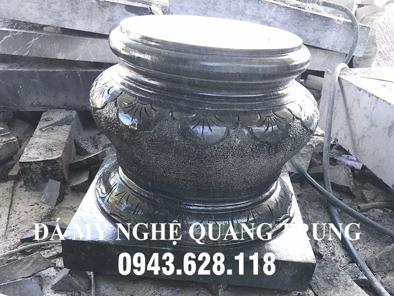 Tảng bồng đá kê cột gỗ cao 50cm đá xanh rêu granite - Đá Mỹ Nghệ Quang Trung Ninh Bình