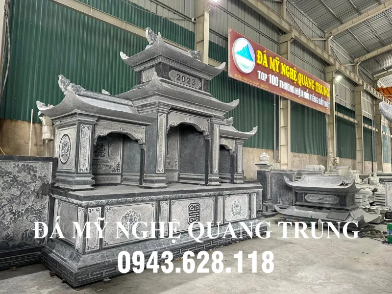 Xây Lăng thờ đá tam quan, 2 mái đẹp cho Lăng Mộ đá gia đình - Đá Mỹ Nghệ Quang Trung Ninh Bình