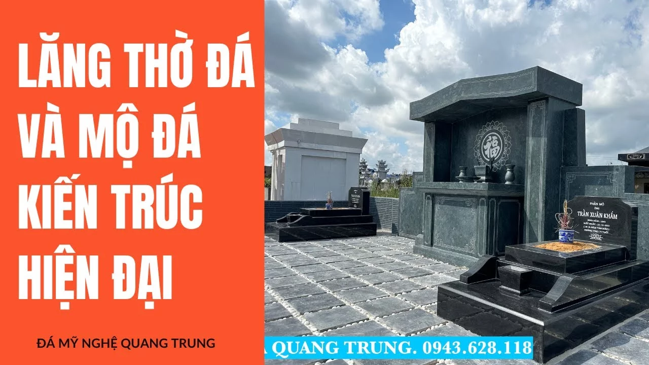 Lăng Thờ Đá Xanh Rêu Kết Hợp Mộ Đá Granite Hiện Đại Lắp Đặt Tại Hải Phòng - Đá Mỹ Nghệ Quang Trung Ninh Bình