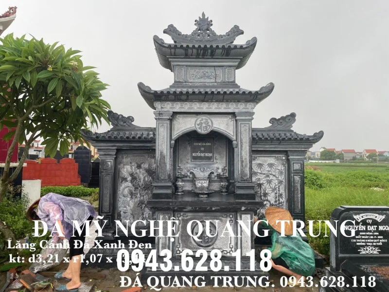 Lăng Thờ Đá Xanh Đen cho Lăng Mộ đá Gia đình - Đá Mỹ Nghệ Quang Trung Ninh Bình