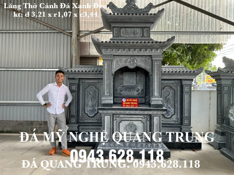 Mẫu Lăng Thờ đá xanh đẹp 2 mái - Đá Mỹ Nghệ Quang Trung Ninh Bình