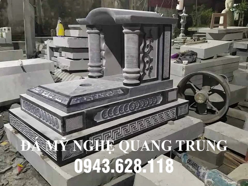 Mẫu Mộ đá một mái tam cấp đẹp - Đá Mỹ Nghệ Quang Trung
