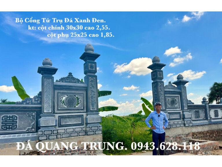 Mẫu Bộ Cổng đá tứ trụ cho Lăng Mộ đá gia đình, dòng họ