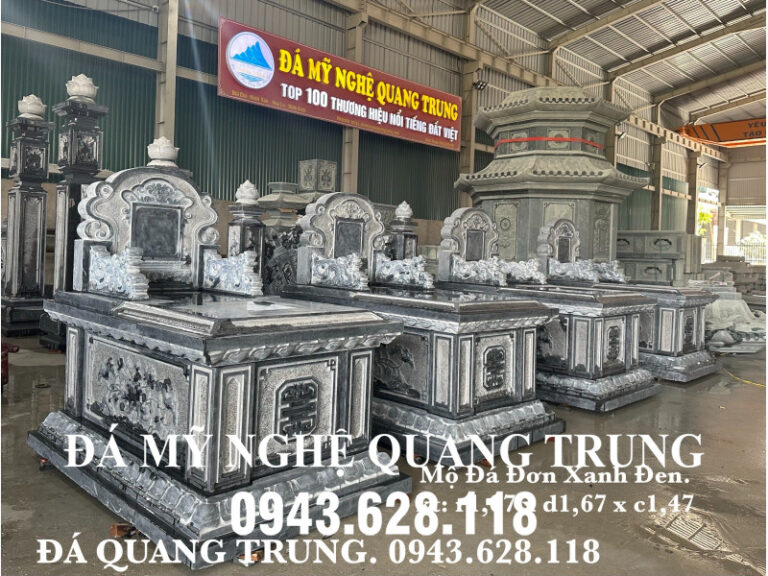 Mộ đá đơn - đá xanh đen Thanh Hóa - bán chạy TOP 10 mộ đá hiện nay