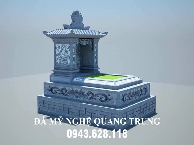 Thiết kế mộ đá đơn 1 mái đẹp, bề thế, giá tốt